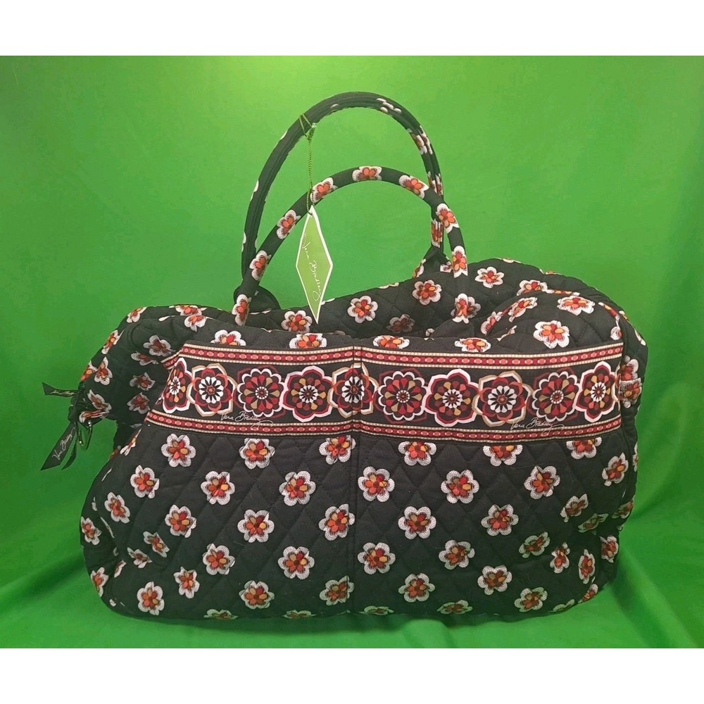 NWT Vera Bradley Vintage Retired Black Pirouette Travel Weekend Diaper Bag Quilt